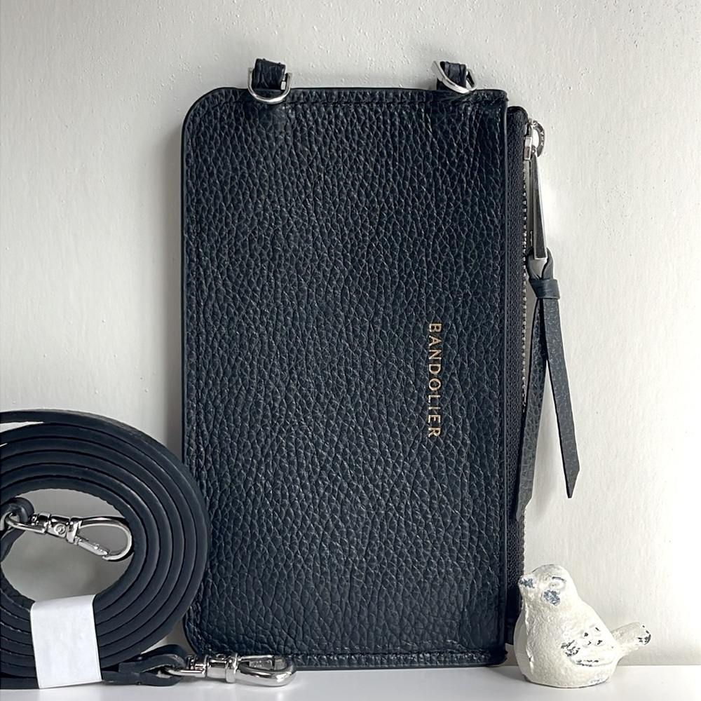 Bandolier Minimal Pouch And Strap 
FLAT ZIP POUCH IN BLACK/SILVER